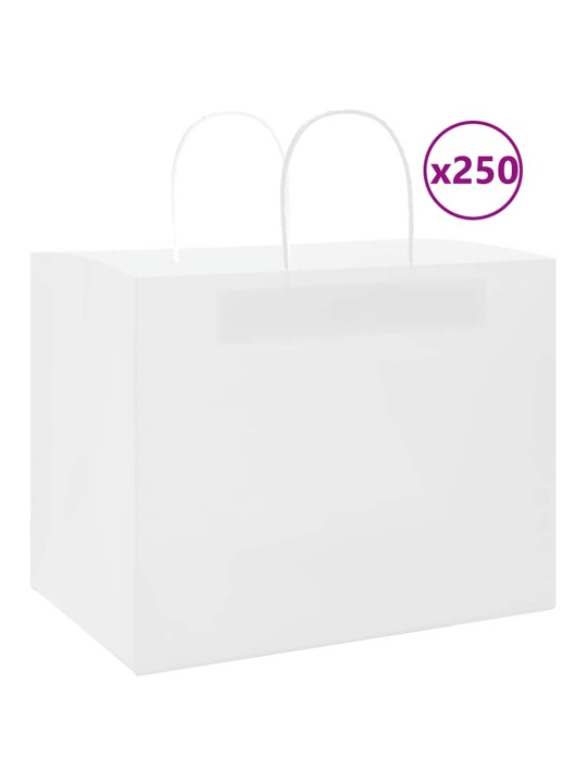 Paperikassit 250 kpl kahvoilla valkoinen 32x22x24 cm