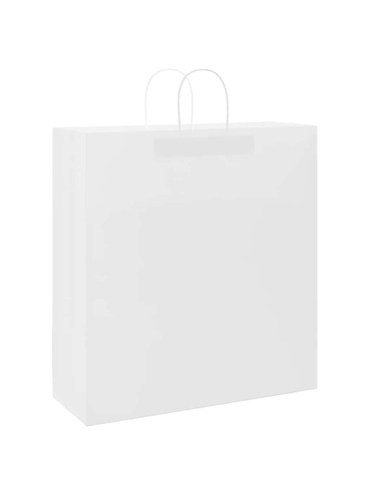 Paperikassit 250 kpl kahvoilla valkoinen 45x17x48 cm