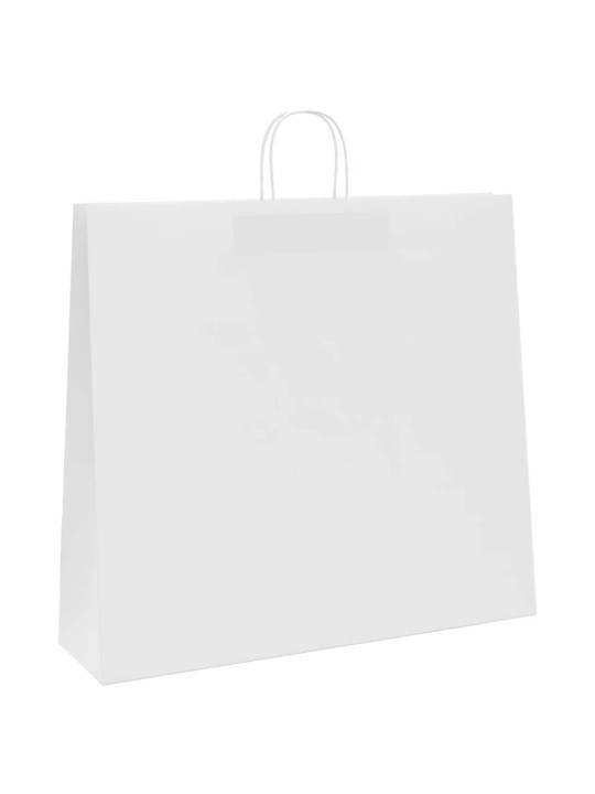 Paperikassit 250 kpl kahvoilla valkoinen 54x15x49 cm