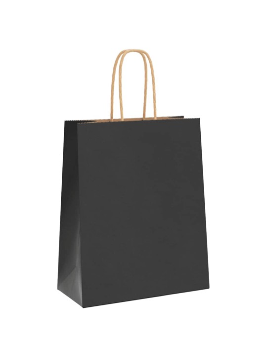 Paperikassit 50 kpl kahvoilla musta 18x8x22 cm
