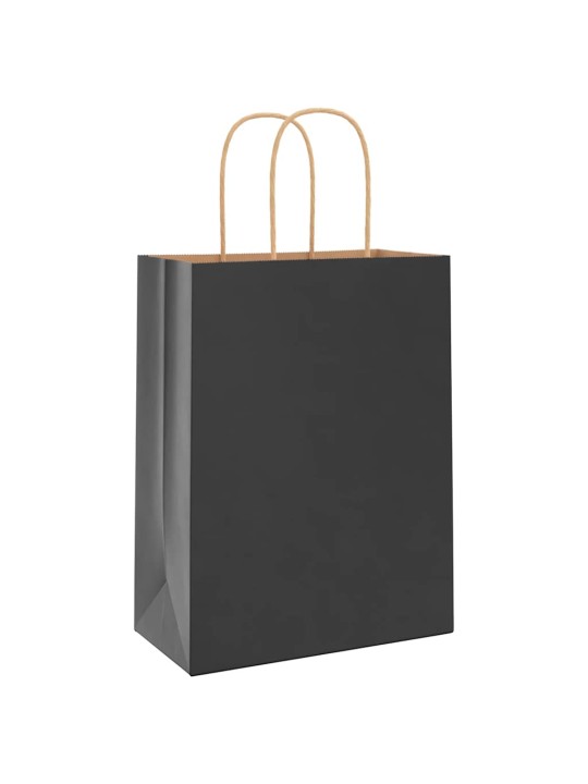 Paperikassit 50 kpl kahvoilla musta 21x11x28 cm