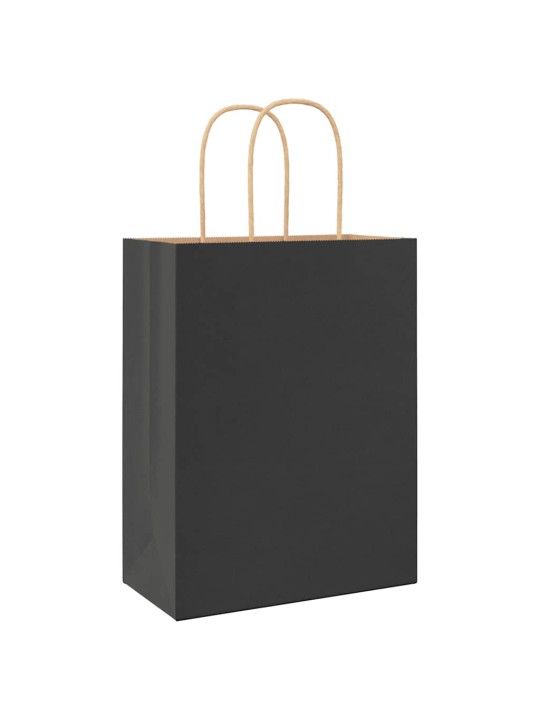 Paperikassit 50 kpl kahvoilla musta 21x11x28 cm