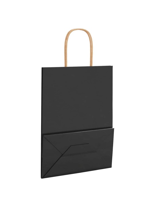 Paperikassit 50 kpl kahvoilla musta 21x11x28 cm