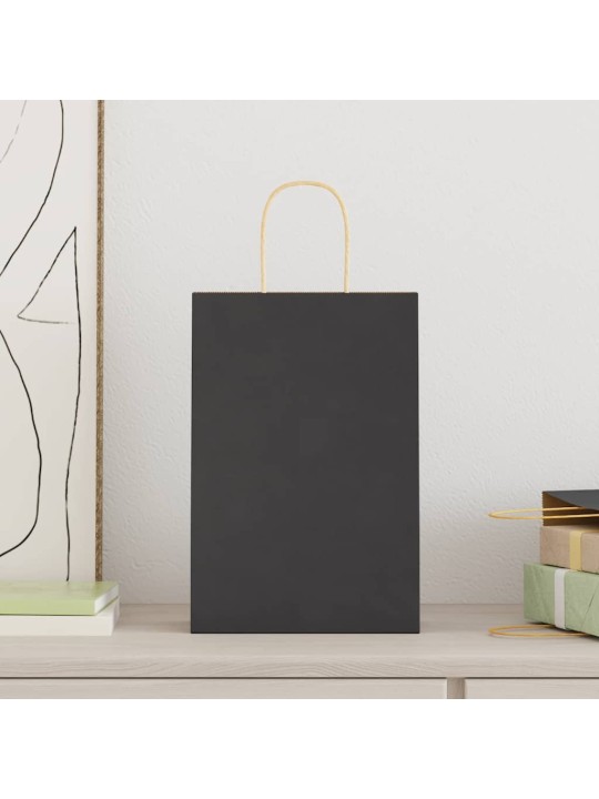 Paperikassit 50 kpl kahvoilla musta 21x11x31 cm