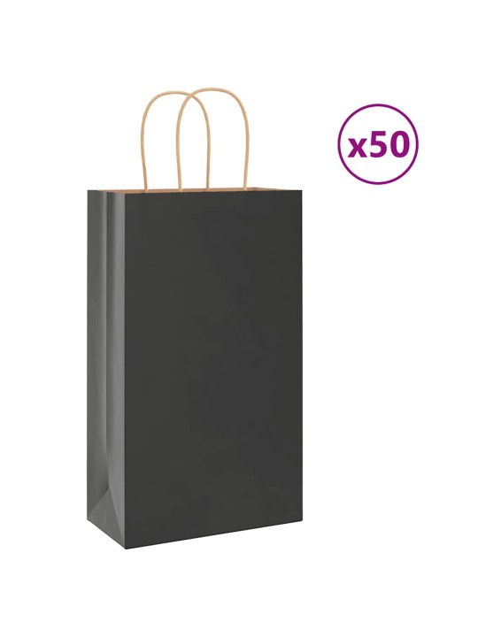 Paperikassit 50 kpl kahvoilla musta 21x11x36 cm