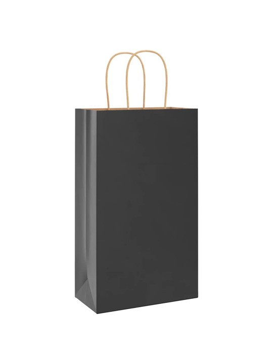 Paperikassit 50 kpl kahvoilla musta 21x11x36 cm