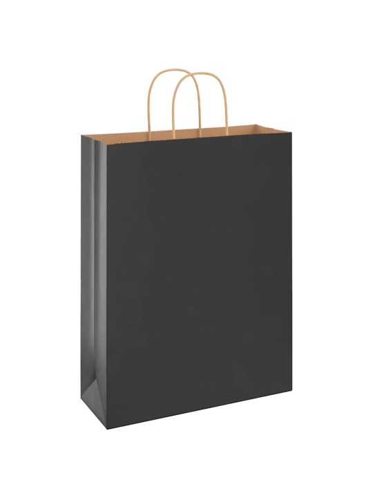 Paperikassit 50 kpl kahvoilla musta 32x12x42 cm