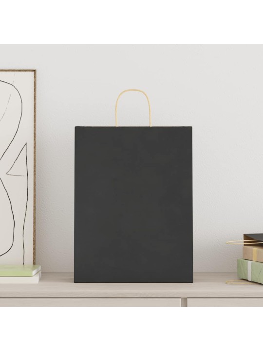 Paperikassit 50 kpl kahvoilla musta 32x12x42 cm