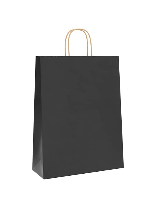 Paperikassit 50 kpl kahvoilla musta 32x12x42 cm