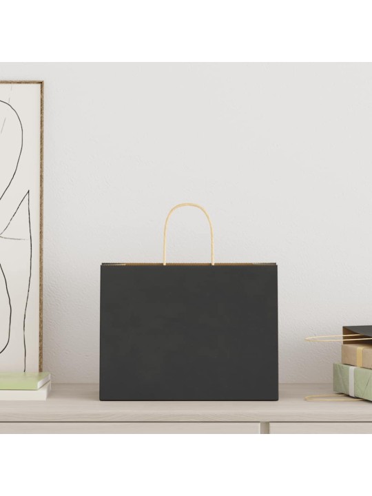 Paperikassit 50 kpl kahvoilla musta 32x17x25 cm