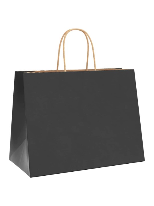 Paperikassit 50 kpl kahvoilla musta 32x17x25 cm