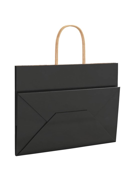 Paperikassit 50 kpl kahvoilla musta 32x17x25 cm