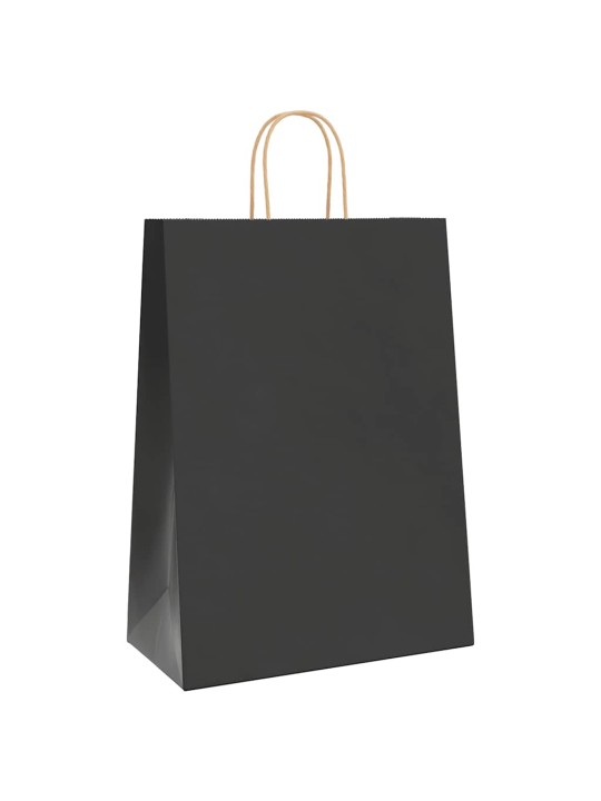Paperikassit 50 kpl kahvoilla musta 32x17x44 cm