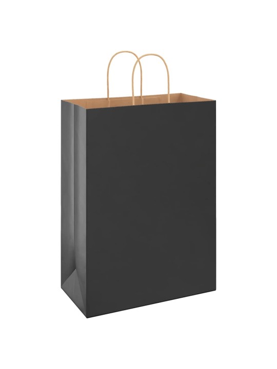 Paperikassit 50 kpl kahvoilla musta 32x17x44 cm