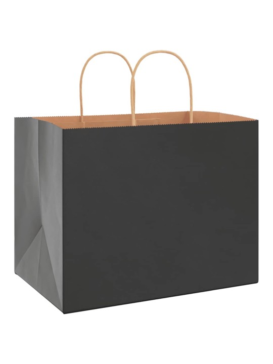 Paperikassit 50 kpl kahvoilla musta 32x22x24 cm