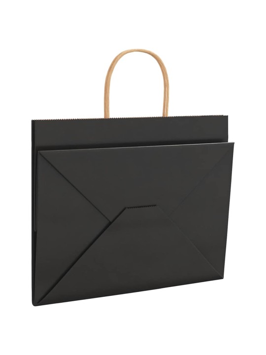 Paperikassit 50 kpl kahvoilla musta 32x22x24 cm