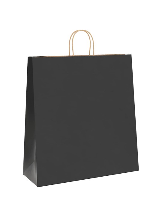 Paperikassit 50 kpl kahvoilla musta 45x17x48 cm