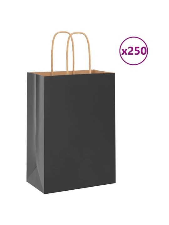 Paperikassit 250 kpl kahvoilla musta 15x8x21 cm