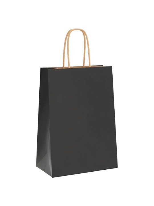 Paperikassit 250 kpl kahvoilla musta 15x8x21 cm