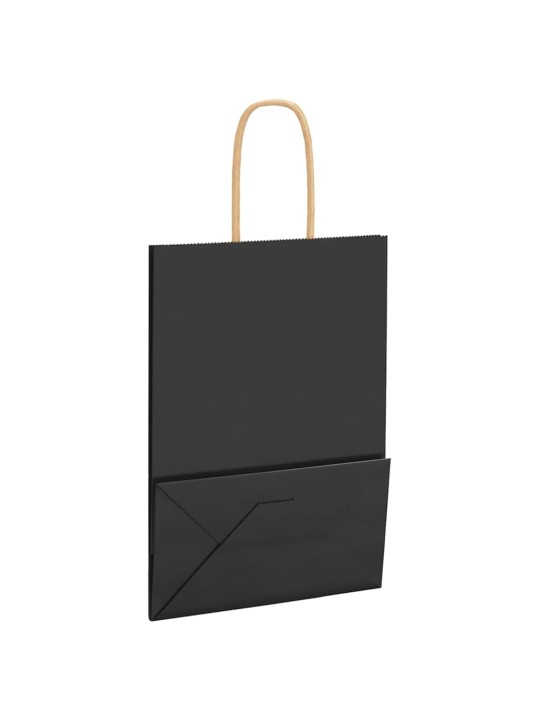 Paperikassit 250 kpl kahvoilla musta 15x8x21 cm