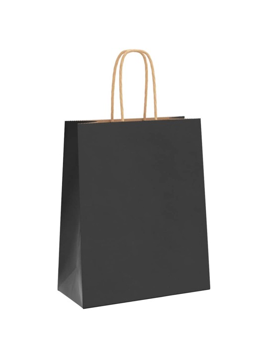 Paperikassit 250 kpl kahvoilla musta 18x8x22 cm