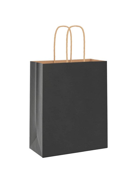 Paperikassit 250 kpl kahvoilla musta 18x8x22 cm