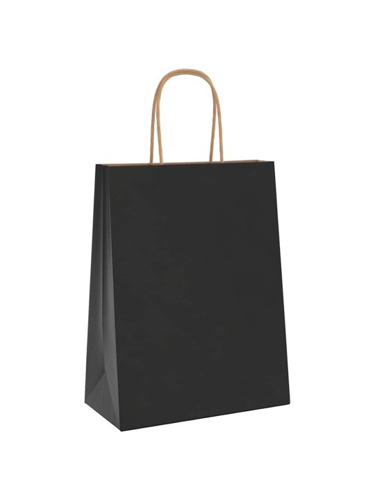 Paperikassit 250 kpl kahvoilla musta 21x11x28 cm