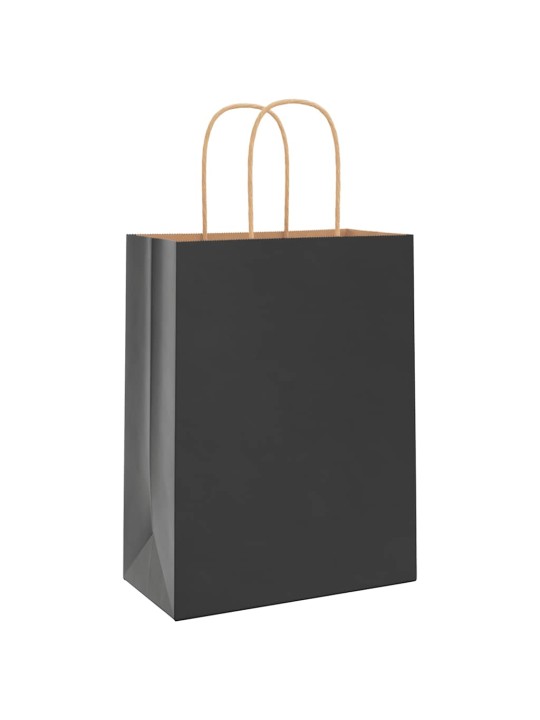 Paperikassit 250 kpl kahvoilla musta 21x11x28 cm