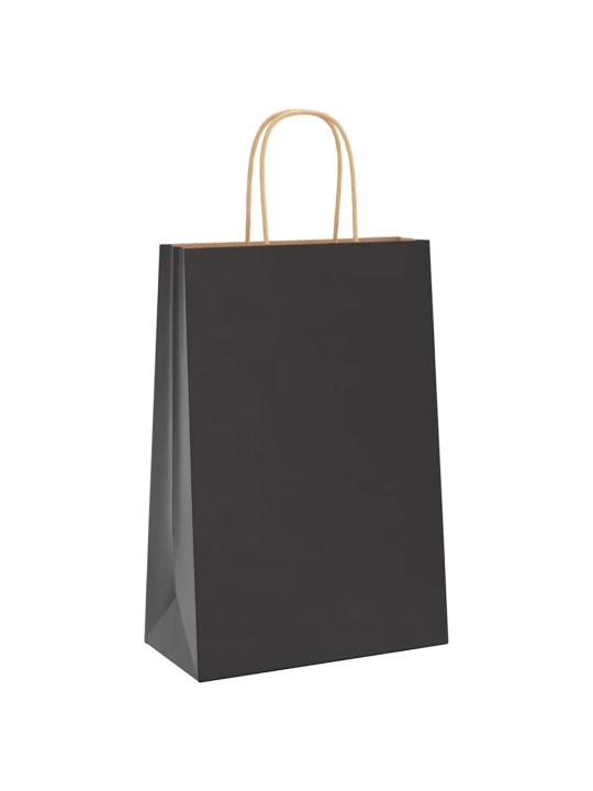 Paperikassit 250 kpl kahvoilla musta 21x11x31 cm