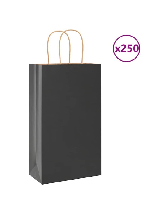 Paperikassit 250 kpl kahvoilla musta 21x11x36 cm