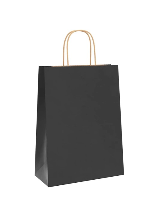 Paperikassit 250 kpl kahvoilla musta 26x12x35 cm
