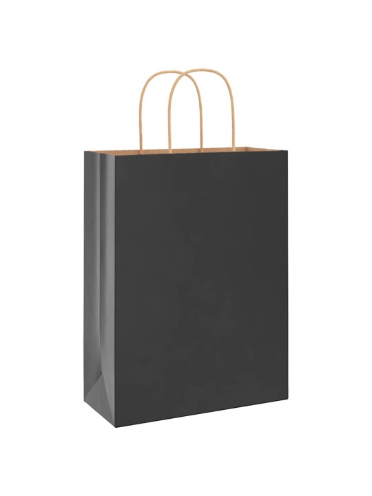 Paperikassit 250 kpl kahvoilla musta 26x12x35 cm