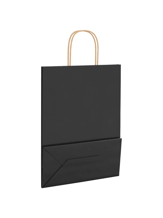Paperikassit 250 kpl kahvoilla musta 26x12x35 cm