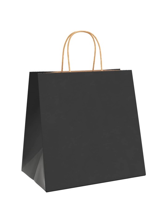 Paperikassit 250 kpl kahvoilla musta 26x17x25 cm