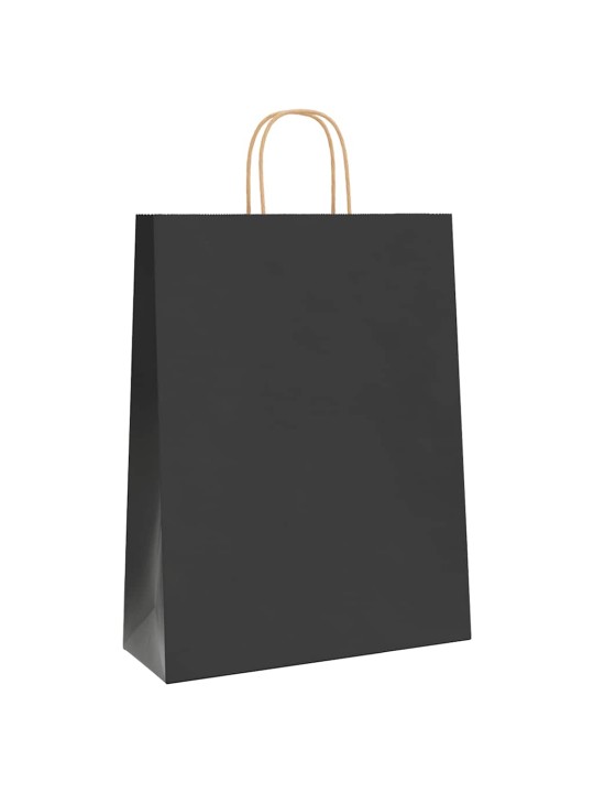Paperikassit 250 kpl kahvoilla musta 32x12x42 cm