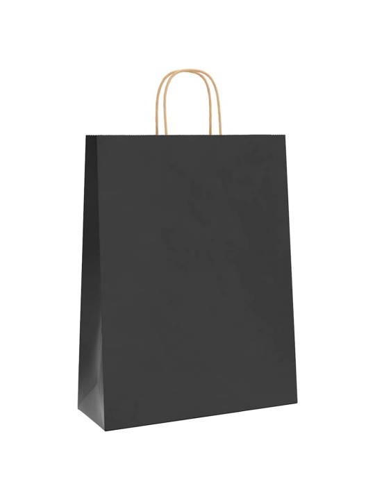 Paperikassit 250 kpl kahvoilla musta 32x12x42 cm