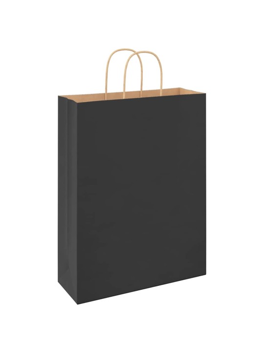 Paperikassit 250 kpl kahvoilla musta 32x12x42 cm