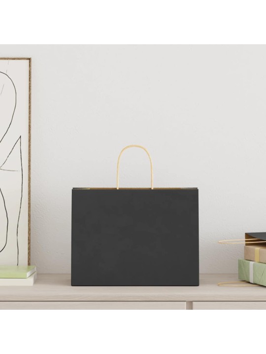 Paperikassit 250 kpl kahvoilla musta 32x17x25 cm