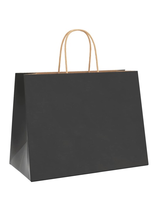 Paperikassit 250 kpl kahvoilla musta 32x17x25 cm