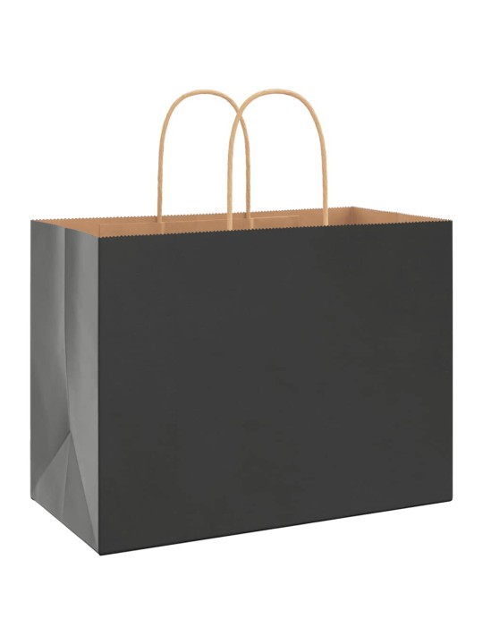 Paperikassit 250 kpl kahvoilla musta 32x17x25 cm