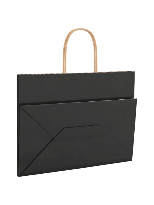 Paperikassit 250 kpl kahvoilla musta 32x17x25 cm