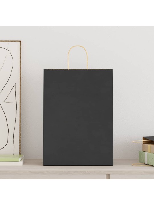 Paperikassit 250 kpl kahvoilla musta 32x17x44 cm