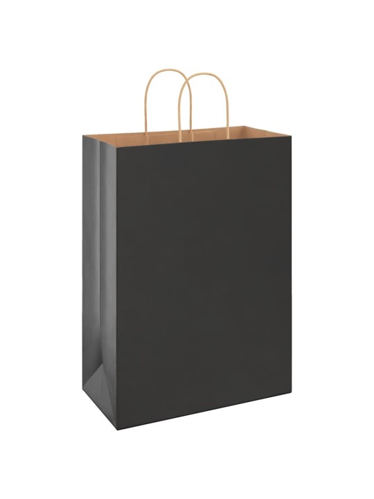 Paperikassit 250 kpl kahvoilla musta 32x17x44 cm