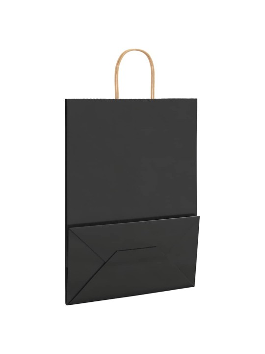 Paperikassit 250 kpl kahvoilla musta 32x17x44 cm