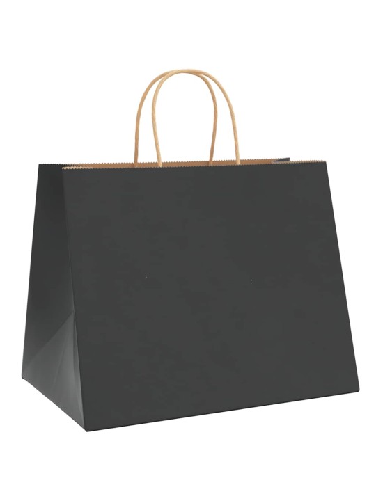 Paperikassit 250 kpl kahvoilla musta 32x22x24 cm