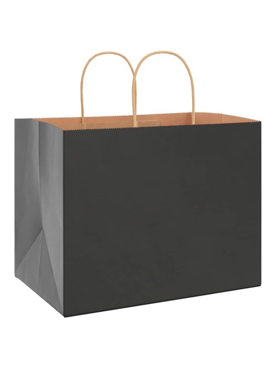 Paperikassit 250 kpl kahvoilla musta 32x22x24 cm