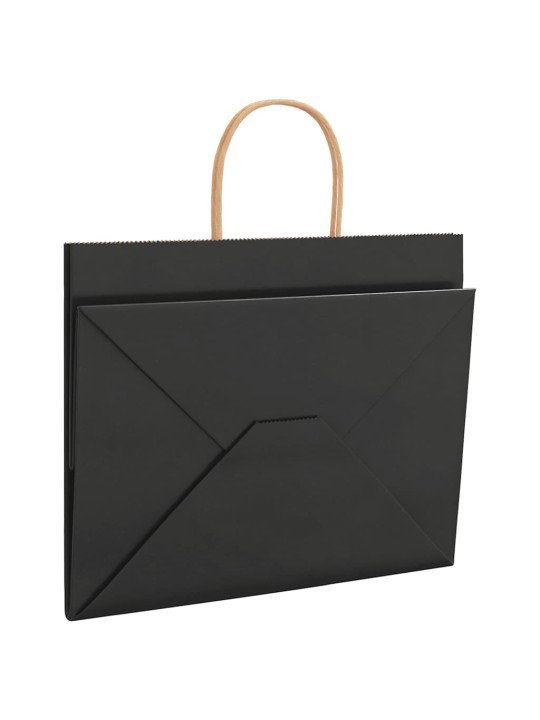 Paperikassit 250 kpl kahvoilla musta 32x22x24 cm