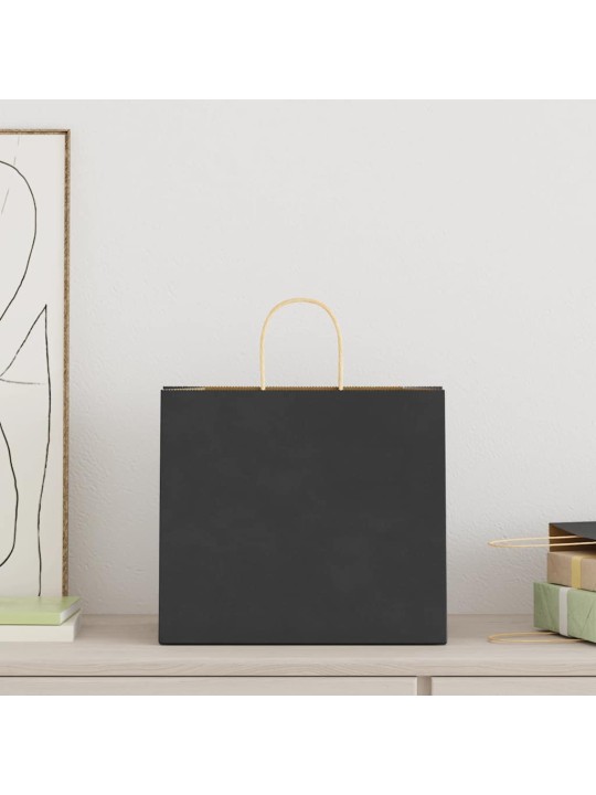 Paperikassit 250 kpl kahvoilla musta 32x22x28 cm