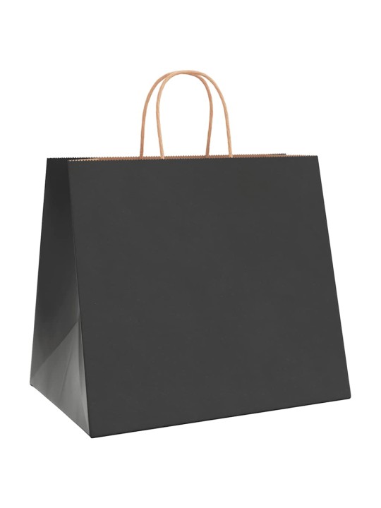 Paperikassit 250 kpl kahvoilla musta 32x22x28 cm