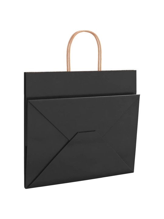 Paperikassit 250 kpl kahvoilla musta 32x22x28 cm